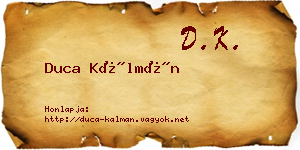 Duca Kálmán névjegykártya